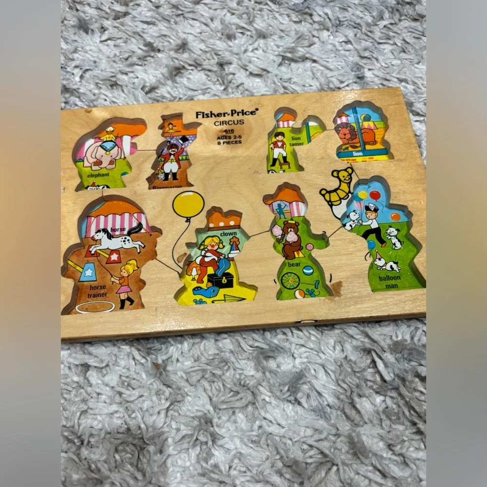 1971 Vintage Fisher Price Wooden Circus Puzzle